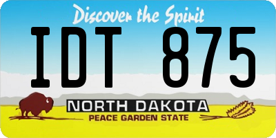 ND license plate IDT875