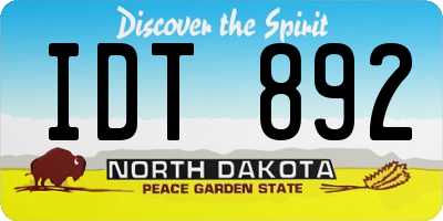 ND license plate IDT892