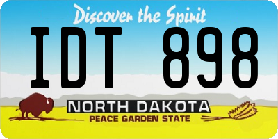 ND license plate IDT898