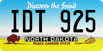 ND license plate IDT925