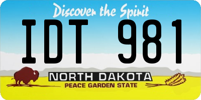 ND license plate IDT981