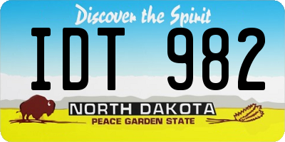 ND license plate IDT982