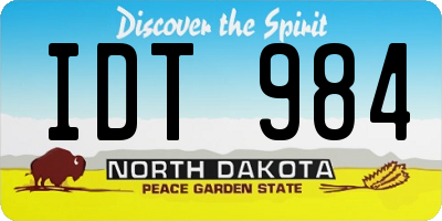 ND license plate IDT984