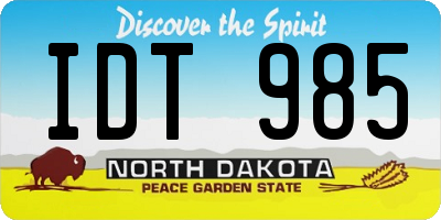 ND license plate IDT985