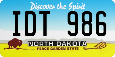 ND license plate IDT986