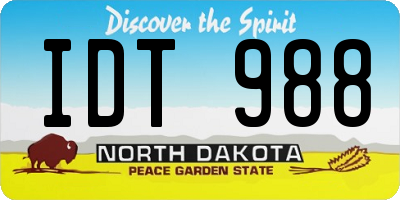ND license plate IDT988
