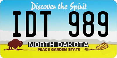 ND license plate IDT989