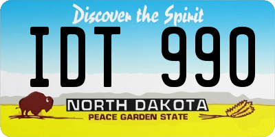 ND license plate IDT990