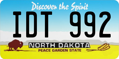 ND license plate IDT992