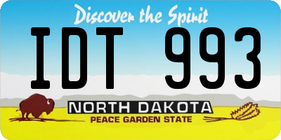 ND license plate IDT993