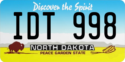 ND license plate IDT998