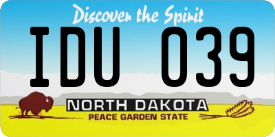ND license plate IDU039