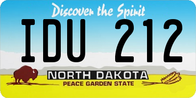ND license plate IDU212