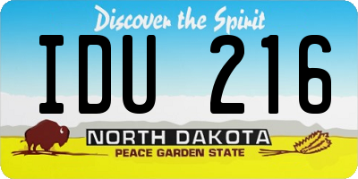 ND license plate IDU216