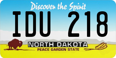 ND license plate IDU218