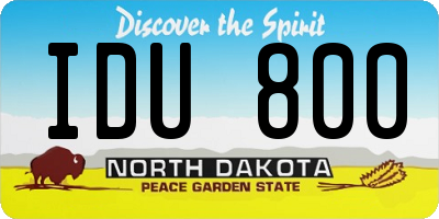 ND license plate IDU800