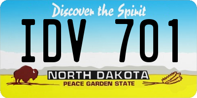 ND license plate IDV701