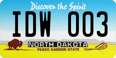 ND license plate IDW003