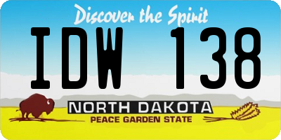 ND license plate IDW138