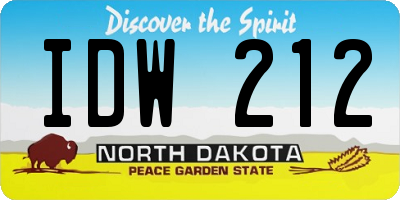 ND license plate IDW212