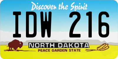 ND license plate IDW216
