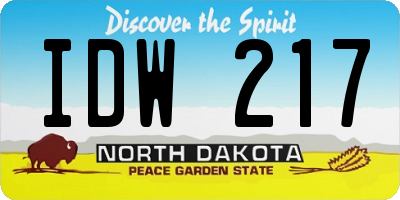 ND license plate IDW217