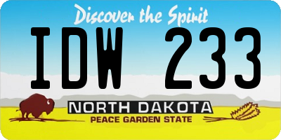 ND license plate IDW233