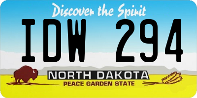 ND license plate IDW294