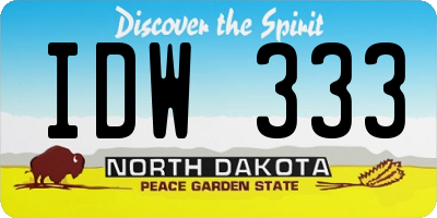 ND license plate IDW333