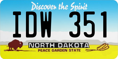 ND license plate IDW351