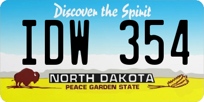 ND license plate IDW354