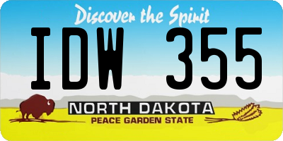 ND license plate IDW355