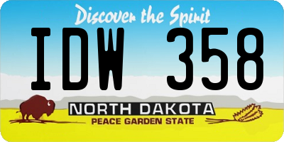 ND license plate IDW358