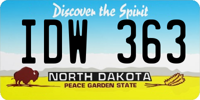 ND license plate IDW363