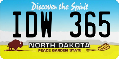 ND license plate IDW365