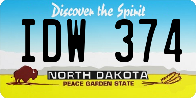 ND license plate IDW374