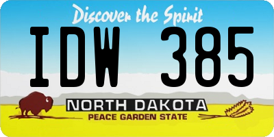 ND license plate IDW385
