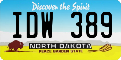 ND license plate IDW389