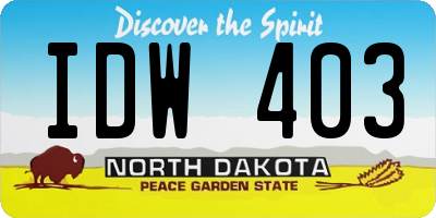 ND license plate IDW403
