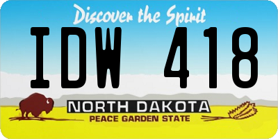 ND license plate IDW418