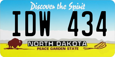 ND license plate IDW434