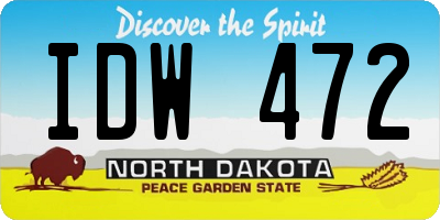 ND license plate IDW472