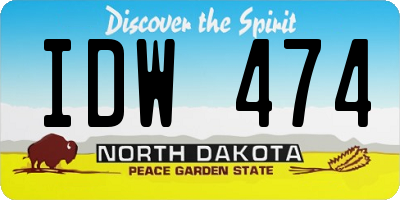 ND license plate IDW474