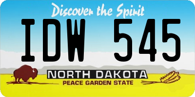 ND license plate IDW545