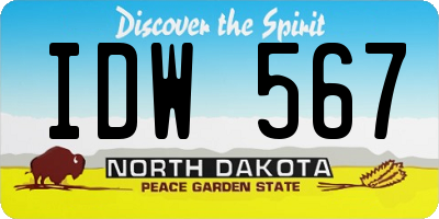 ND license plate IDW567