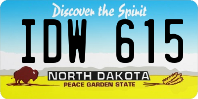 ND license plate IDW615