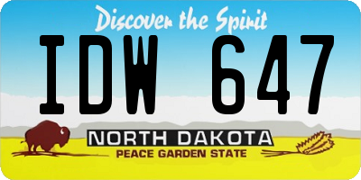 ND license plate IDW647