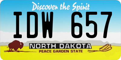 ND license plate IDW657