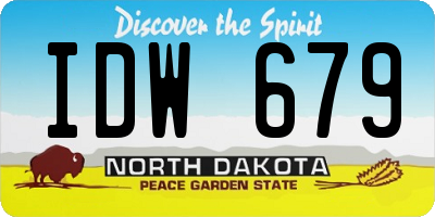 ND license plate IDW679