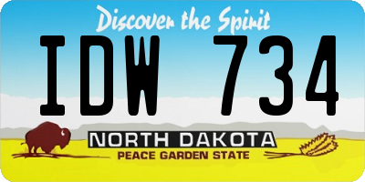 ND license plate IDW734